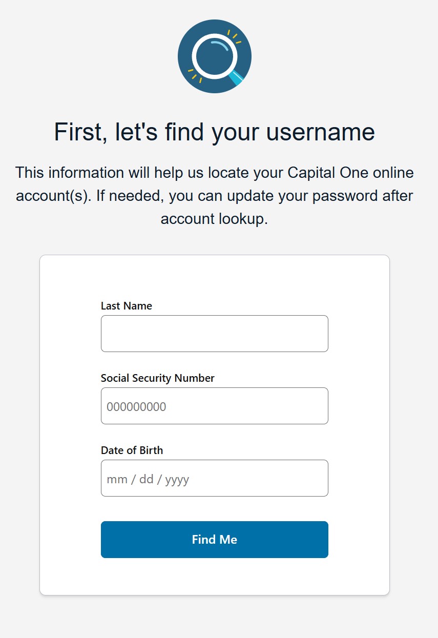 Capital One credit card forgot password